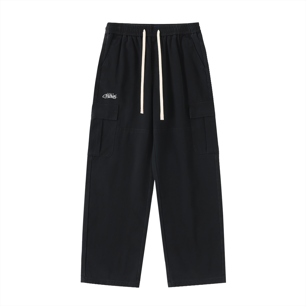 under red  Drawstring Waist Straight-Leg Cargo Pants