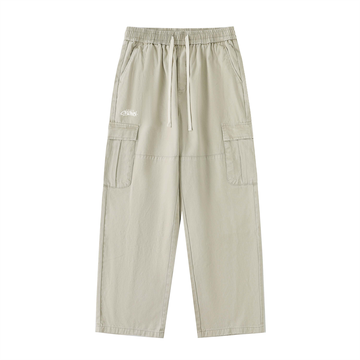 under red  Drawstring Waist Straight-Leg Cargo Pants