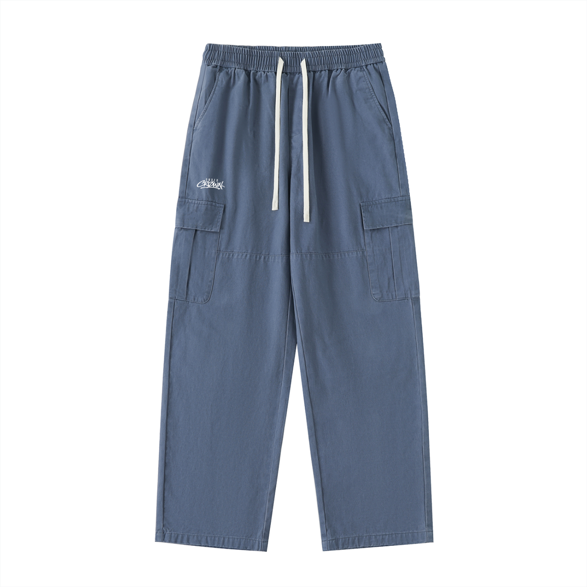 under red  Drawstring Waist Straight-Leg Cargo Pants
