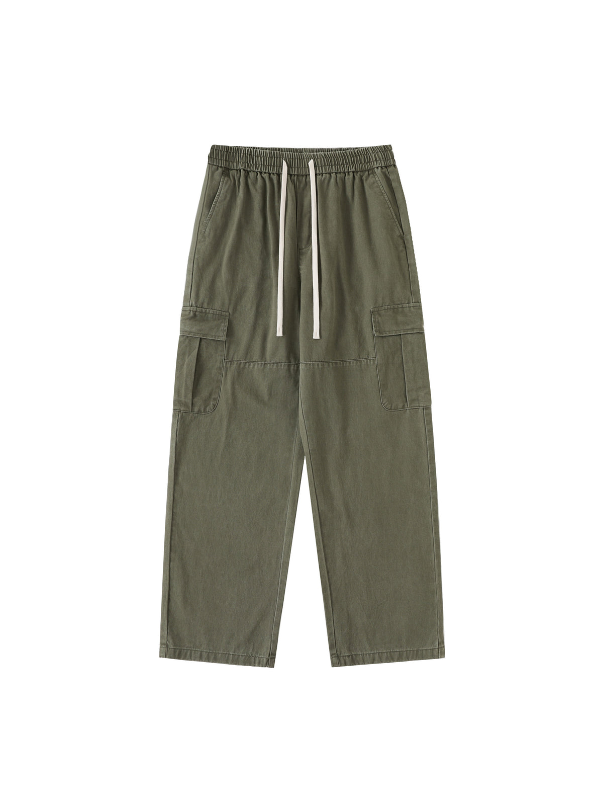under red  Drawstring Waist Straight-Leg Cargo Pants