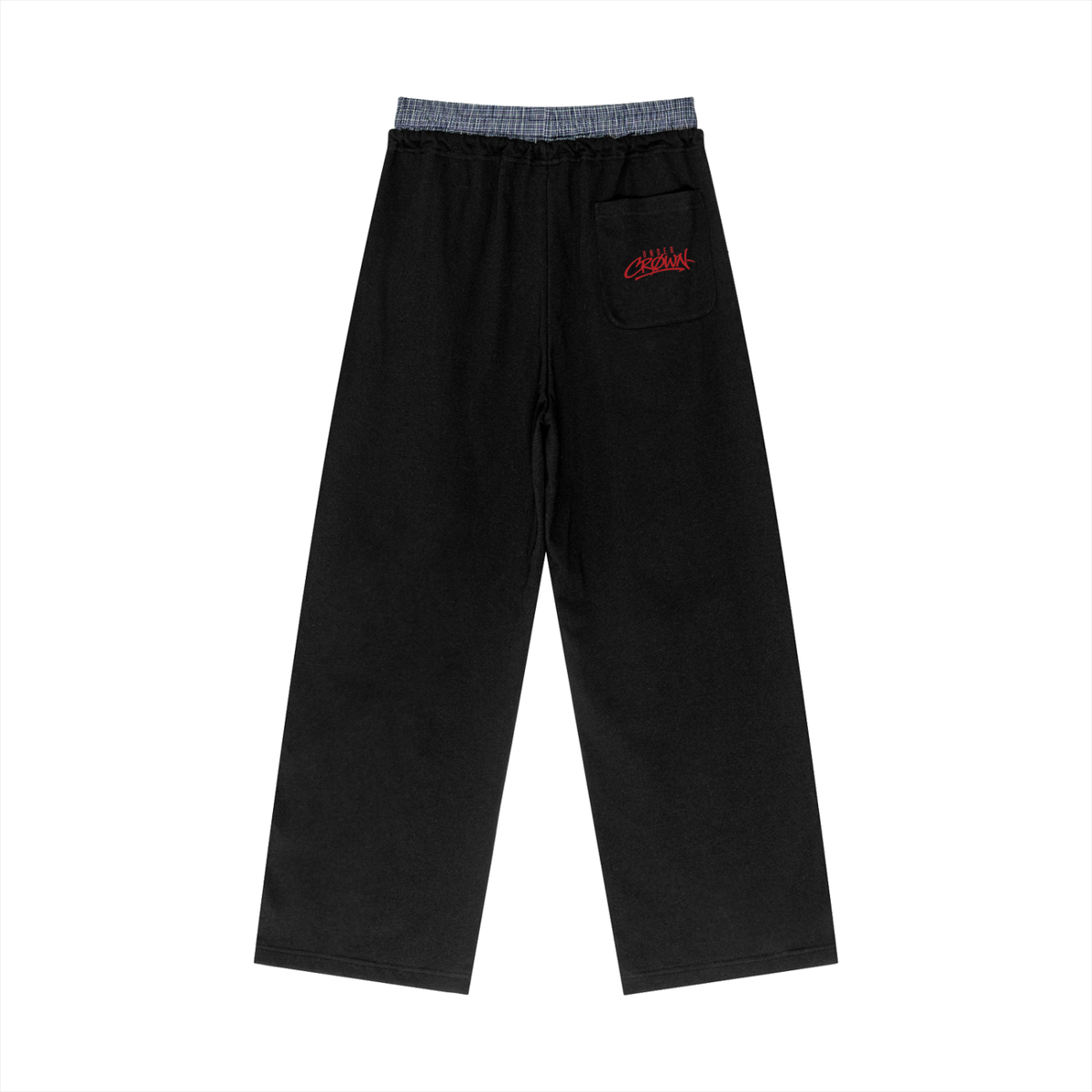 under red bck Plaid Contrast Waist Pants