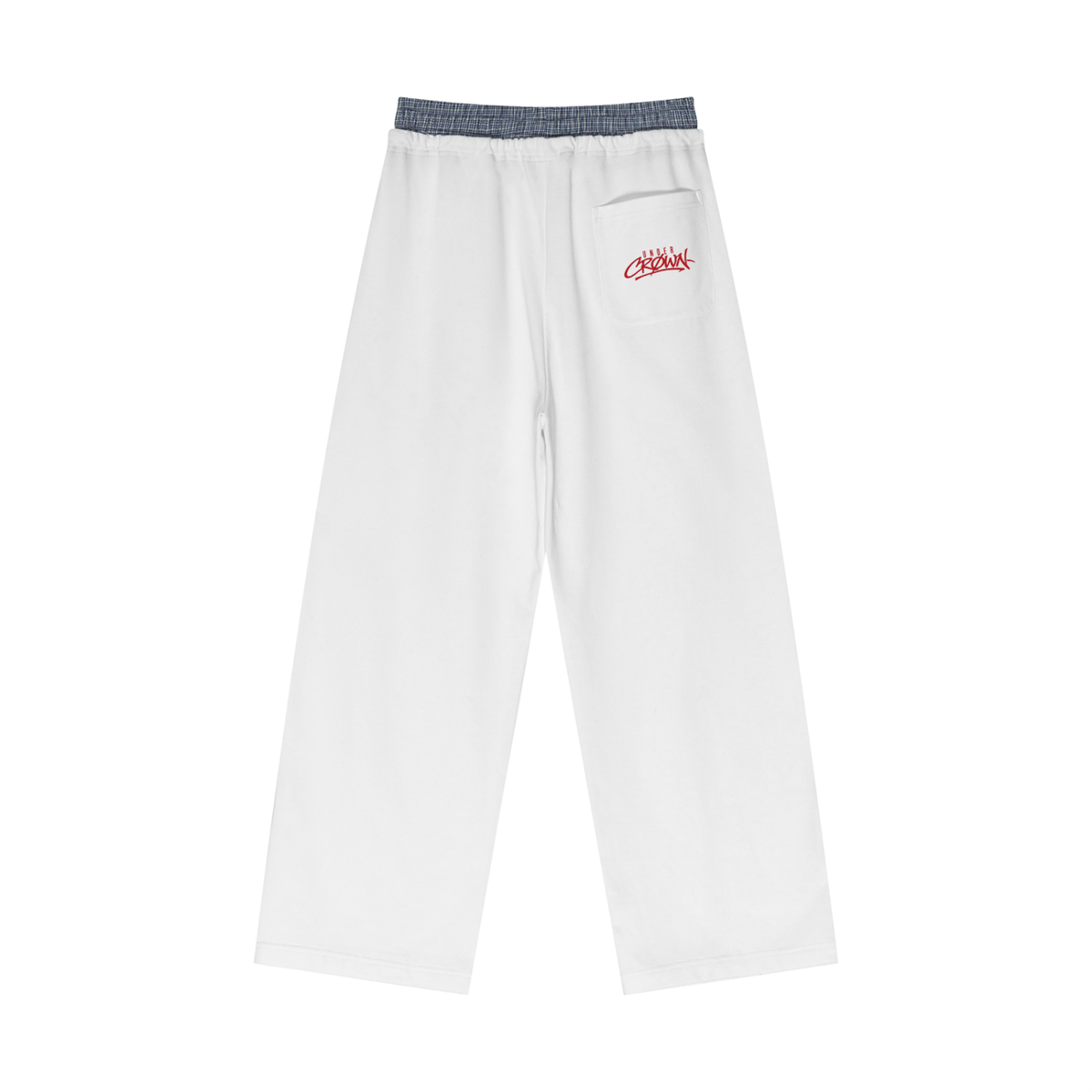 under red bck Plaid Contrast Waist Pants