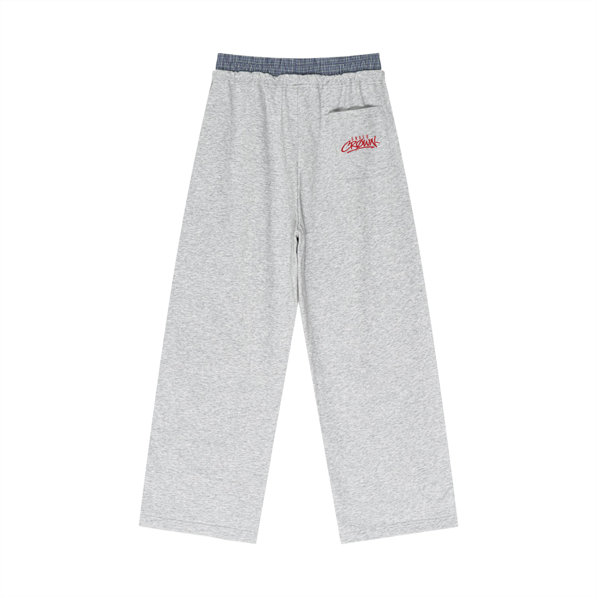 under red bck Plaid Contrast Waist Pants